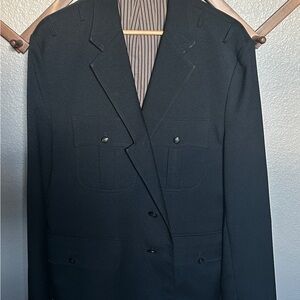 RARE Vintage Ambiguous Black Double-Breasted Wool Blazer
